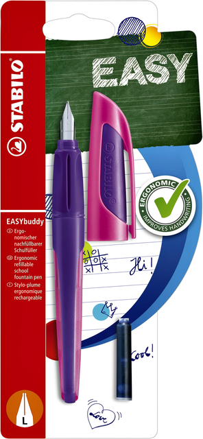 Vulpen STABILO Easybuddy linkshandig medium paars/magenta blister à 1 stuk afbeelding