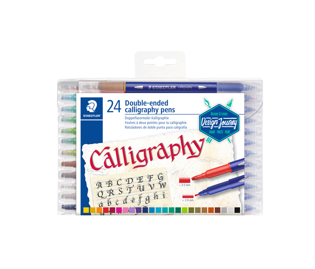 Kalligrafiepen Staedtler duo punt 2.0 en 3.5mm ass afbeelding