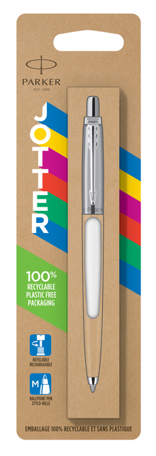 Balpen Parker Jotter Original white CT medium blister à 1 stuk afbeelding