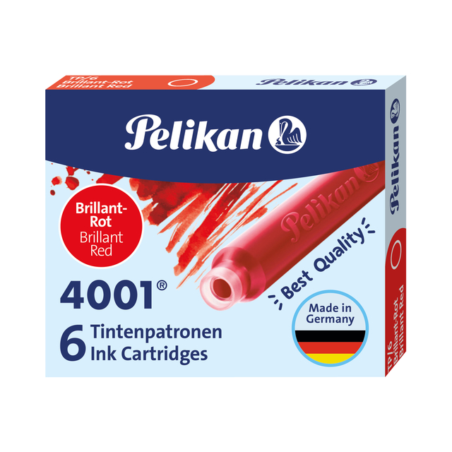Inktpatroon Pelikan 4001 rood 6 stuks afbeelding