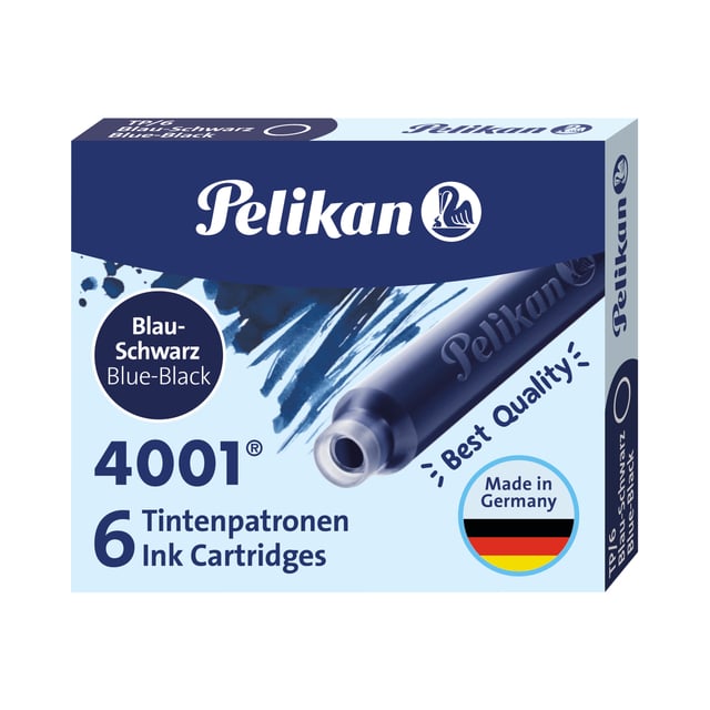 Inktpatroon Pelikan 4001 blauw/zwart 6 stuks afbeelding