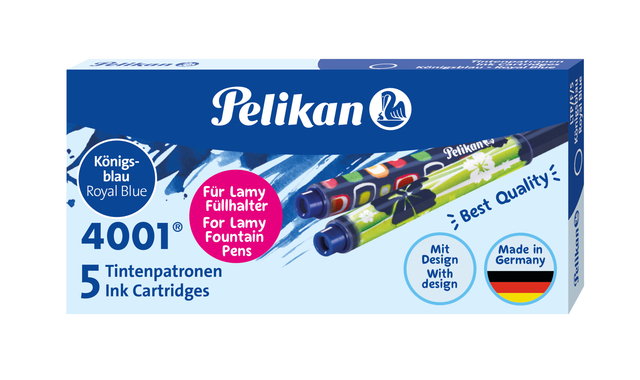 Inktpatroon Pelikan 4001 voor Lamy vulpen blauw doosje à 5 stuks afbeelding