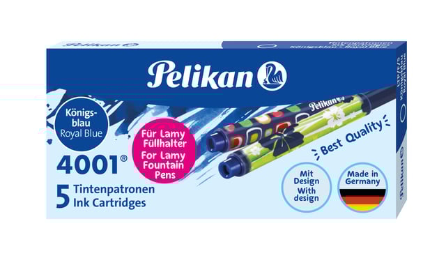 Inktpatroon Pelikan 4001 voor Lamy vulpen blauw doosje à 5 stuks afbeelding