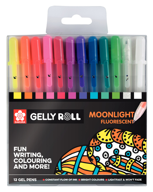Gelschrijver Sakura Gelly Roll Moonlight fluorescent set à 12 kleuren afbeelding