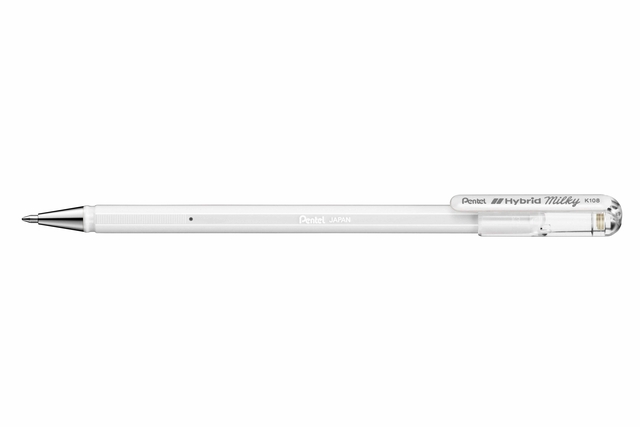Gelschrijver Pentel K108-P fijn pastel wit afbeelding