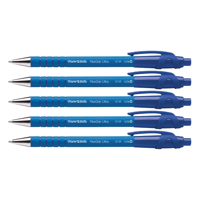 Balpen Paper Mate Flexgrip Ultra medium blauw blister à 5 stuks — Foto 2 van 2