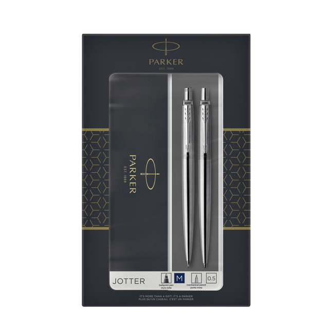 Balpen en vulpotlood Parker Jotter stainless steel CT medium 2 stuks afbeelding