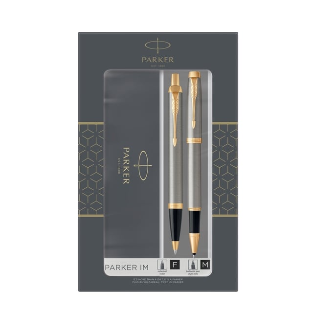 Balpen en Rollerpen Parker IM brushed metal GT medium 2 stuks afbeelding