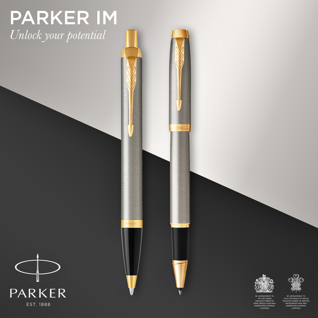 Balpen en Rollerpen Parker IM brushed metal GT medium 2 stuks — Foto 2 van 2