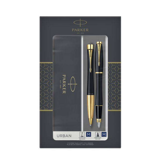 Balpen en vulpen Parker Urban matt black GT medium 2 stuks afbeelding