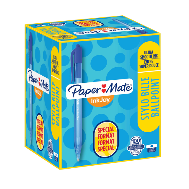 Balpen Paper Mate Inkjoy 100RT medium blauw valuepack 80+20 gratis — Foto 2 van 2
