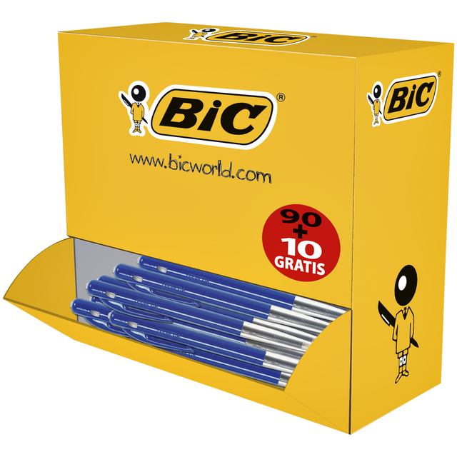 Balpen Bic M10 medium blauw doos 90+10 gratis afbeelding