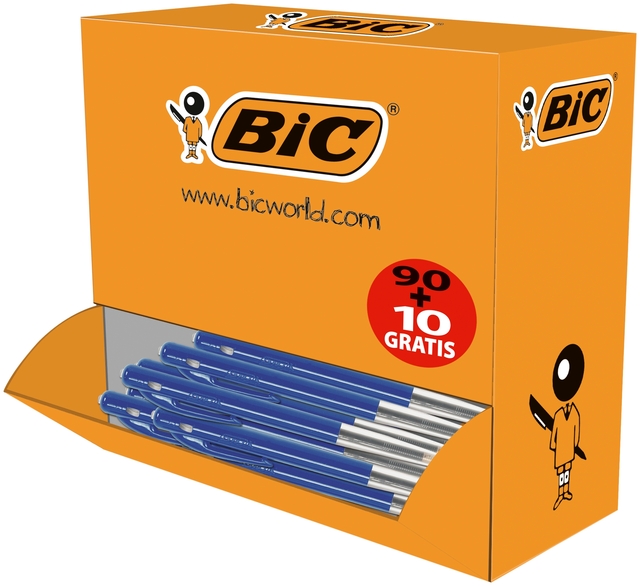 Balpen Bic M10 medium blauw doos 90+10 gratis