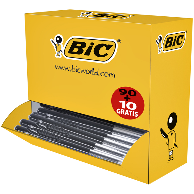 Balpen Bic M10 medium zwart doos à 90+10 gratis afbeelding