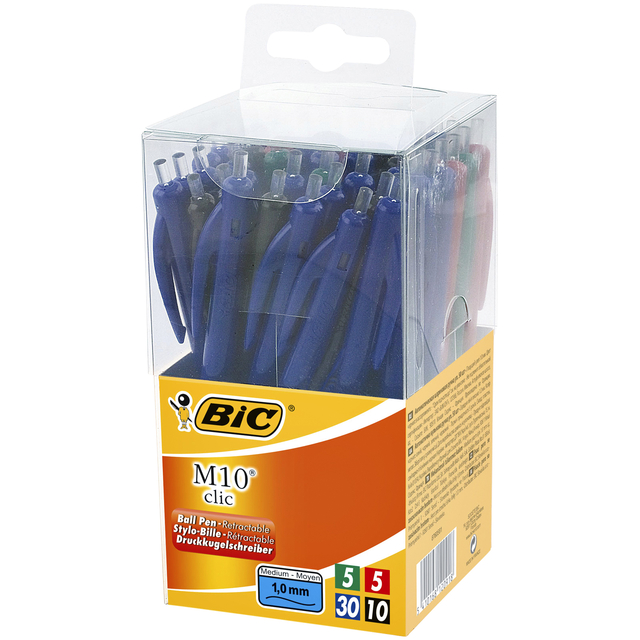 Balpen Bic M10 medium assorti in tubo verpakking afbeelding