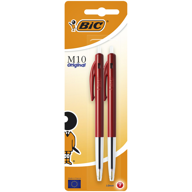 Balpen Bic M10 medium rood bister à 2 stuks afbeelding