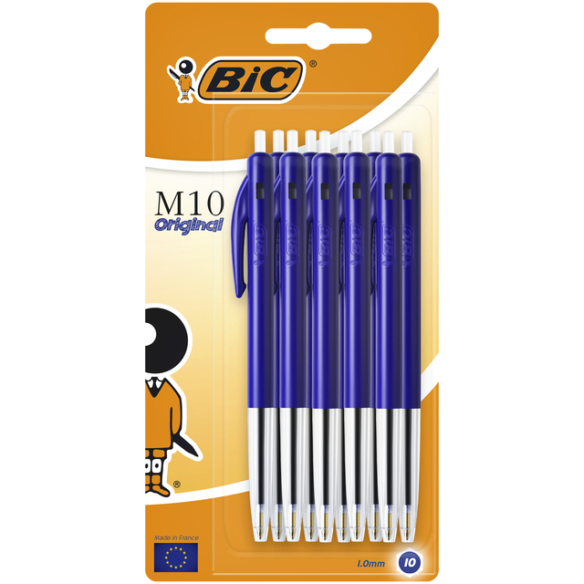 Balpen Bic M10 medium blauw blister à 10 stuks afbeelding