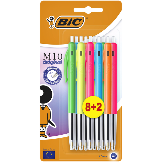 Balpen Bic M10 Colors Limited Edition medium assorti 8+2 gratis afbeelding