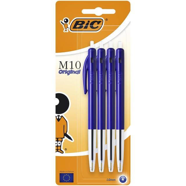 Balpen Bic M10 medium blauw blister à 4st afbeelding