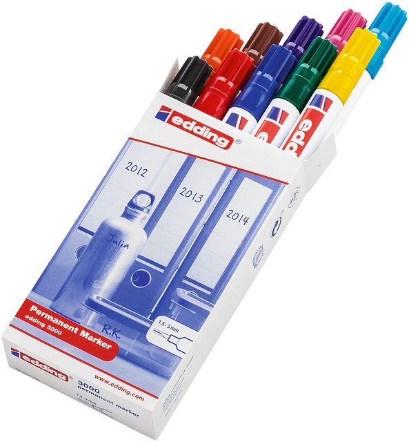 Viltstift edding 3000 rond 1.5-3mm assorti doos à 10 stuks afbeelding