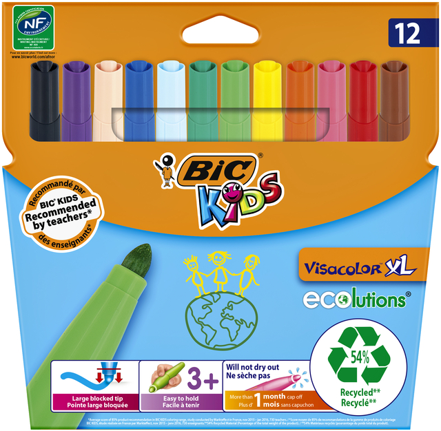 Kleurstiften BicKids Visacolor XL Ecolutions assorti etui á 12 stuks afbeelding