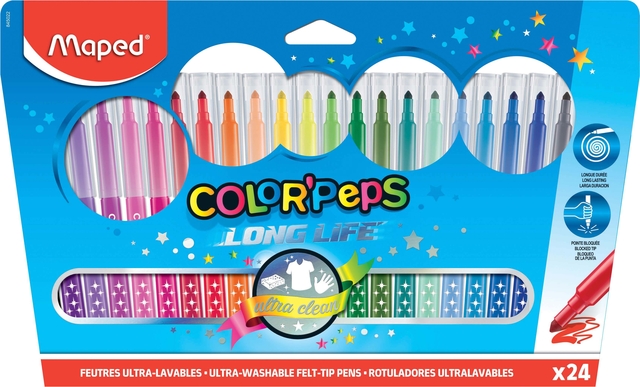 Viltstift Maped Color&apos;Peps Long Life set á 24 kleuren afbeelding