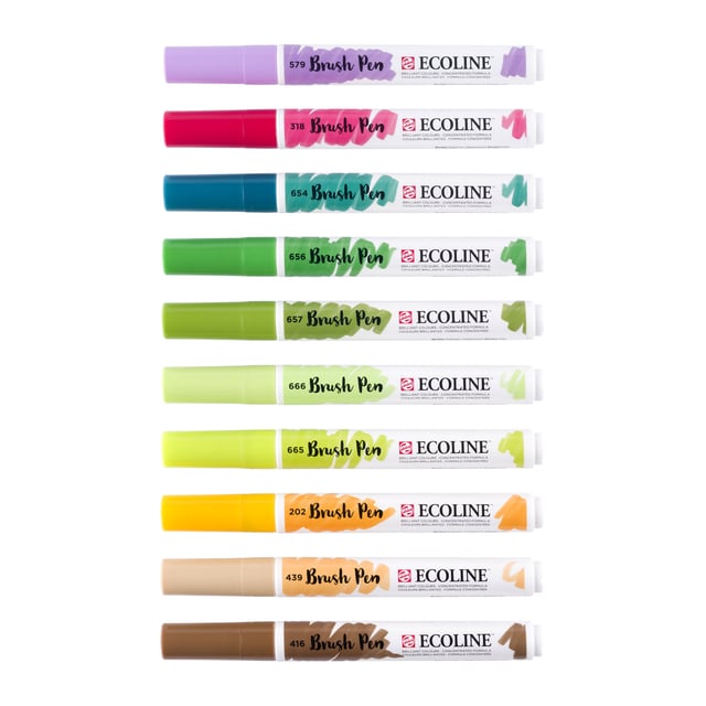 Brushpen Talens Ecoline set à 10 stuks botanisch afbeelding