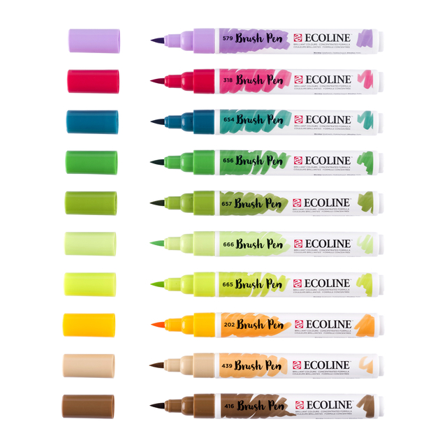 Brushpen Talens Ecoline set à 10 stuks botanisch — Foto 2 van 2