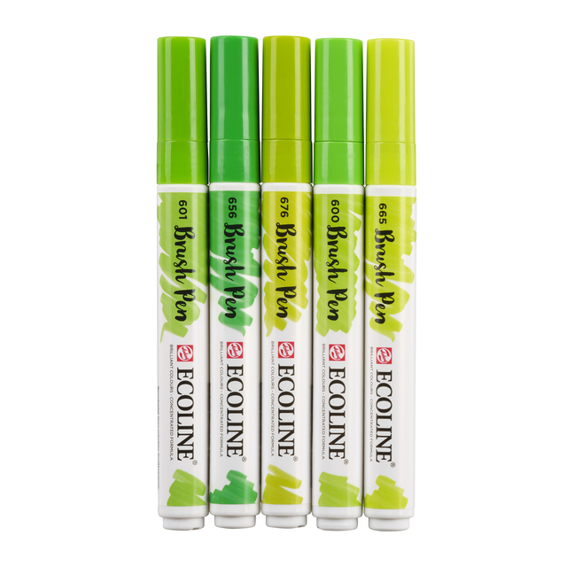 Brushpen Talens Ecoline set à 5 stuks groen afbeelding