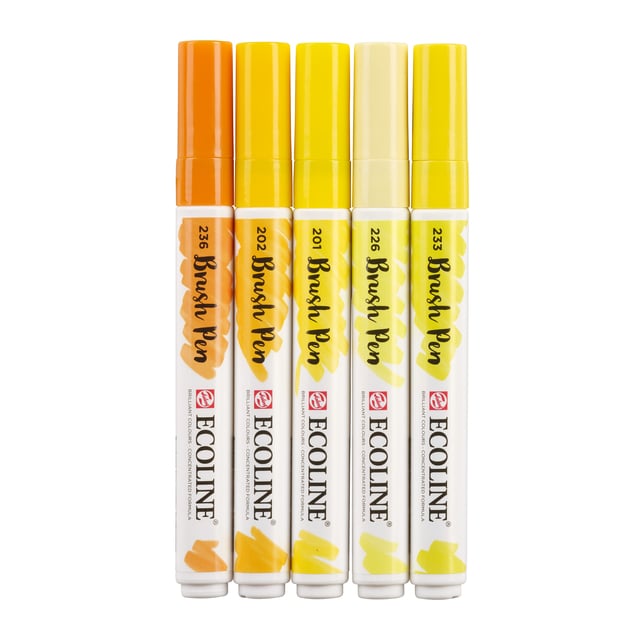 Brushpen Talens Ecoline set à 5 stuks geel afbeelding