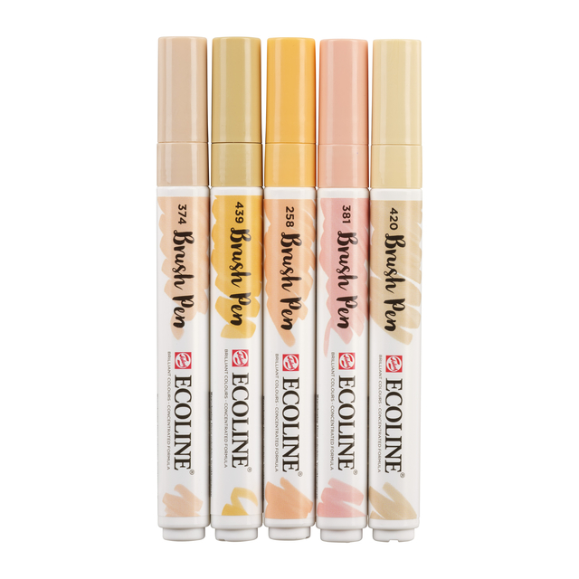 Brushpen Talens Ecoline set à 5 stuks beige roze afbeelding
