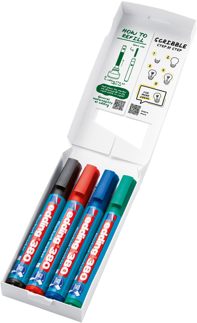 Viltstift edding 380 flipover rond 1.5-3mm assorti set à 4 stuks afbeelding