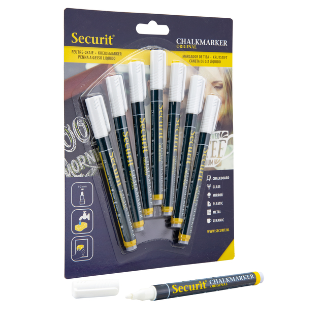 Krijtstift Securit SMA-100 rond wit 1-2mm blister à 7 stuks — Foto 2 van 2