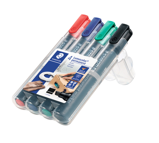 Viltstift Staedtler Lumocolor 350 permanent schuin assorti 4 stuks — Foto 2 van 2