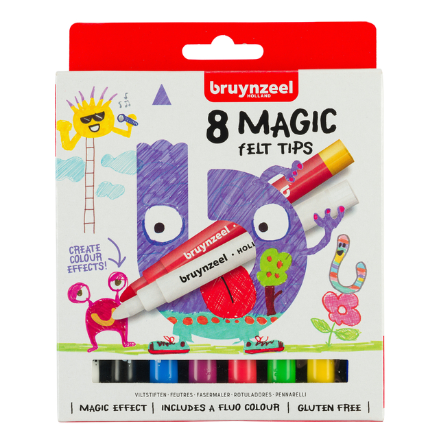 Viltstift Bruynzeel Kids Magic Point set à 8 kleuren afbeelding