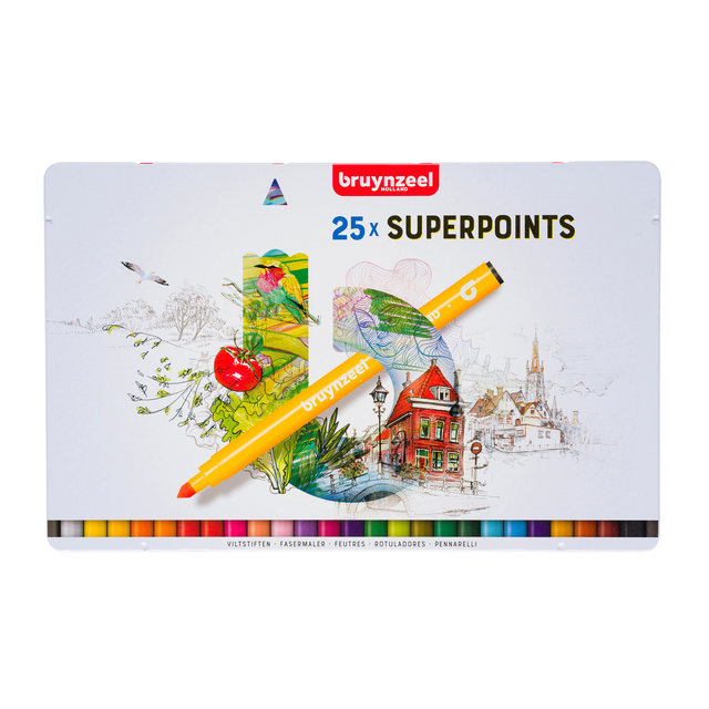 Viltstift Bruynzeel Super Points blik à 25 kleuren afbeelding