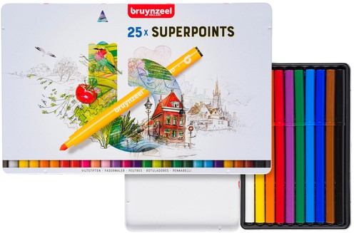 Viltstift Bruynzeel Creatives Superpoints assorti blik à 25 stuks-2