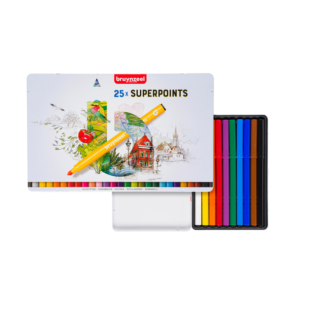 Viltstift Bruynzeel Creatives Superpoints assorti blik à 25 stuks — Foto 2 van 2