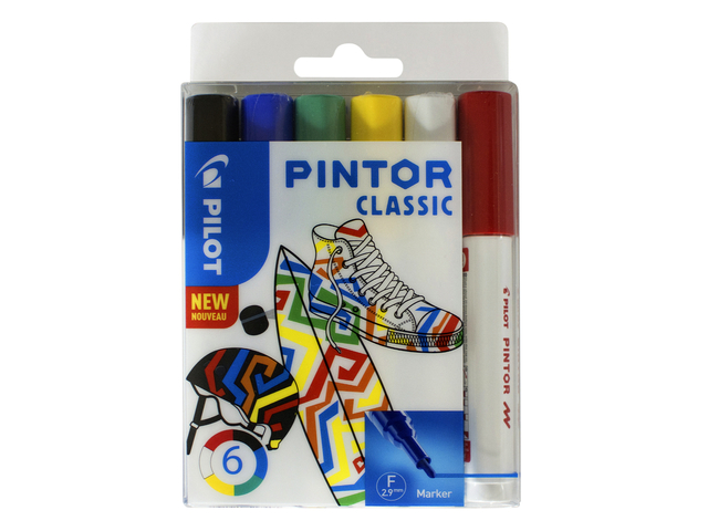 Verfstift Pilot Pintor classic fijn assorti etui à 6 stuks afbeelding