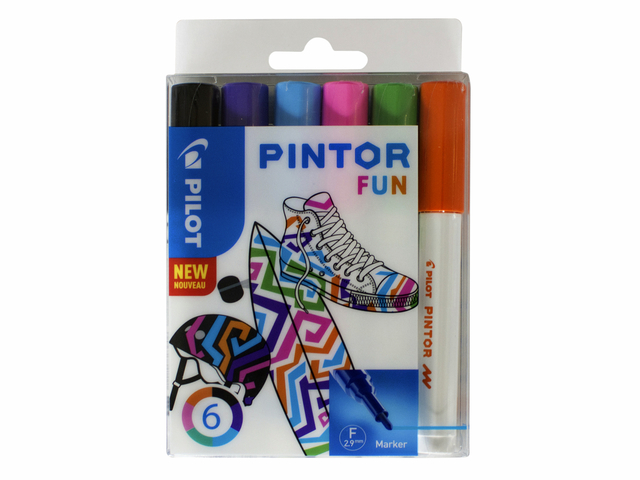 Verfstift Pilot Pintor fun fijn assorti etui à 6 stuks afbeelding