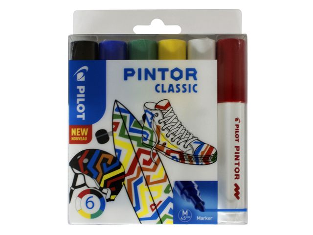 Verfstift Pilot Pintor classic medium assorti etui à 6 stuks afbeelding