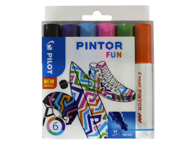 Verfstift Pilot Pintor fun medium assorti etui à 6 stuks afbeelding