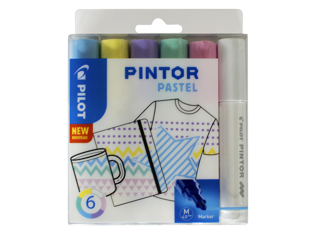 Verfstift Pilot Pintor pastel medium assorti etui à 6 stuks afbeelding