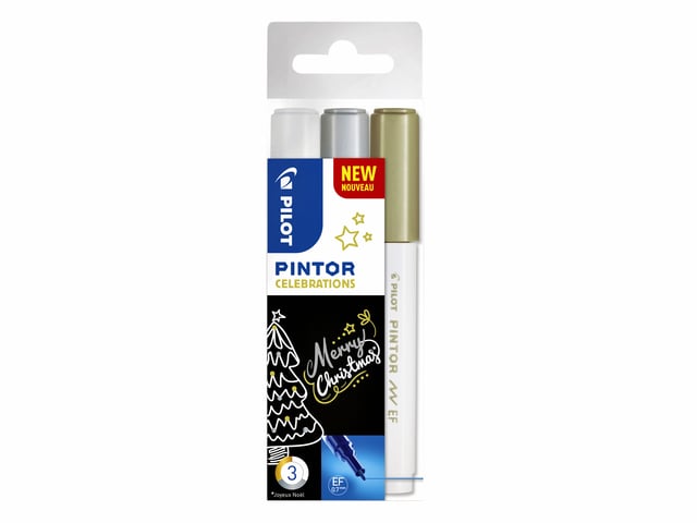 Verfstift Pilot Pintor celebrations extra fijn assorti etui à 3 stuks afbeelding