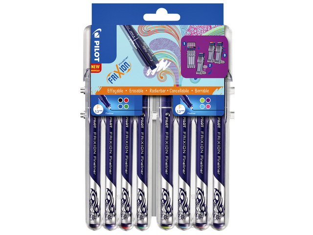 Fineliner Pilot friXion fijn assorti etui à 8 stuks afbeelding