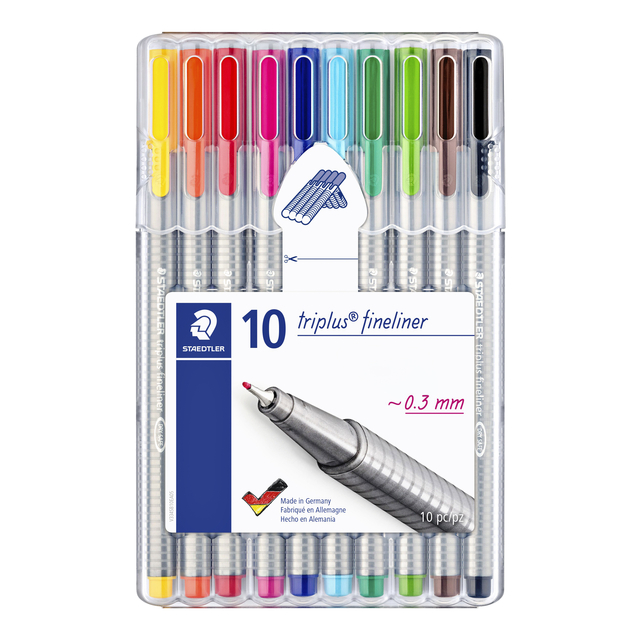 Fineliner Staedtler Triplus 334 assorti 0.3mm 10 stuks afbeelding
