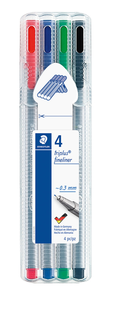 Fineliner Staedtler Triplus 334 assorti 0.3mm 4 stuks afbeelding