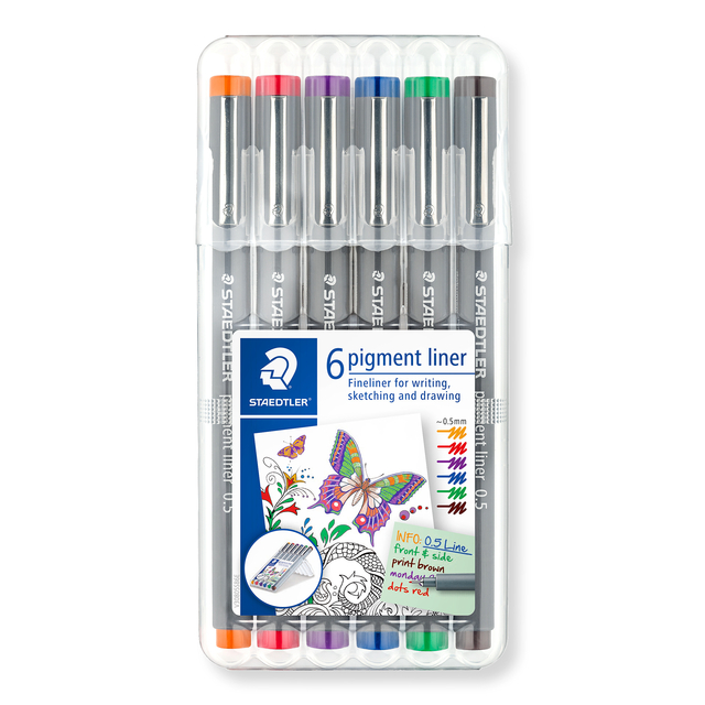 Fineliner Staedtler Pigment 308 assorti 0.5mm set à 6st assorti