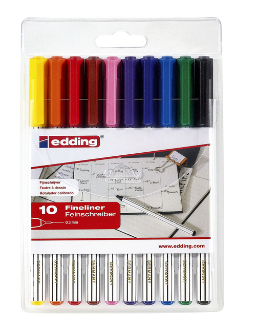 Fineliner Edding 89/10 fijn assorti blister à 10 stuks afbeelding