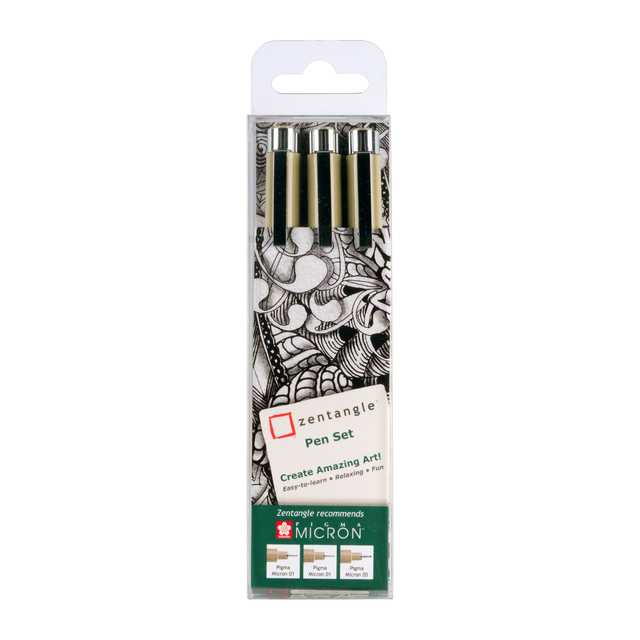 Tekenset Sakura Zentangle set à 3 pennen zwart afbeelding